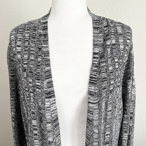 EILEEN Fisher Open Front Cardigan Sweater Gray Silk Organic Linen Women's M - Picture 2 of 7